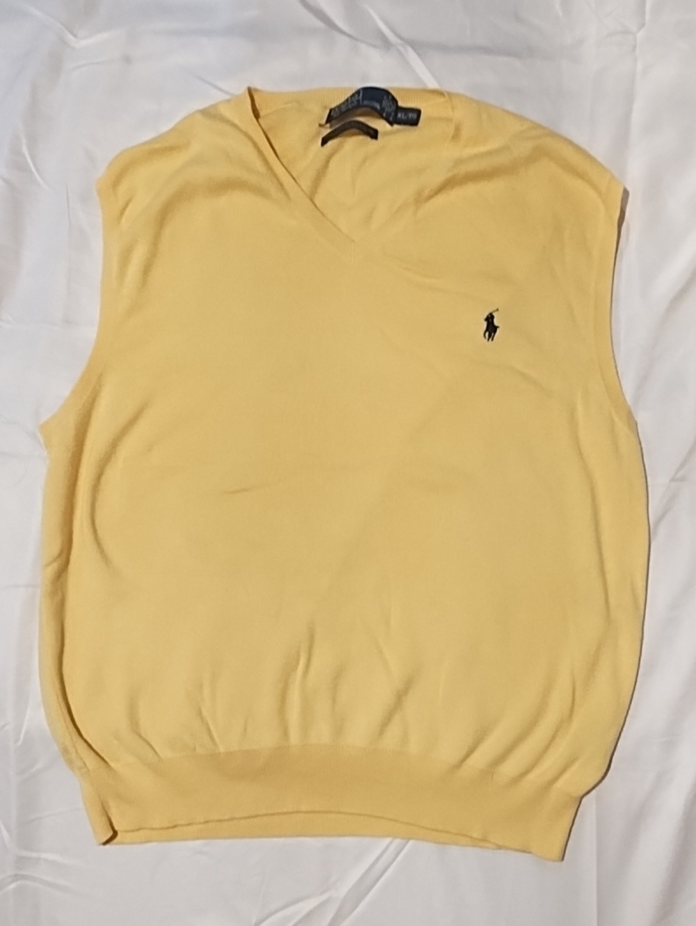 Polo by Ralph Lauren Yellow V-Neck Sweater Vest with Polo Pony VGC Size XL